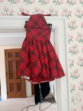 Classic Red Plaid Girls' Costume Dress